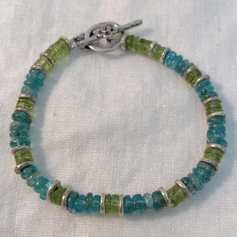 Peridot, Apatite and Thai Silver Bracelet
